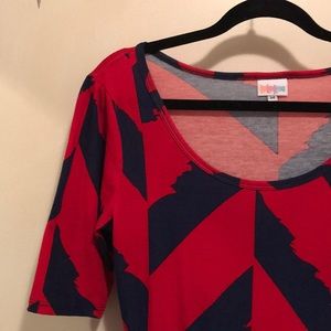Lularoe Nicole Red Navy Dress NWOT